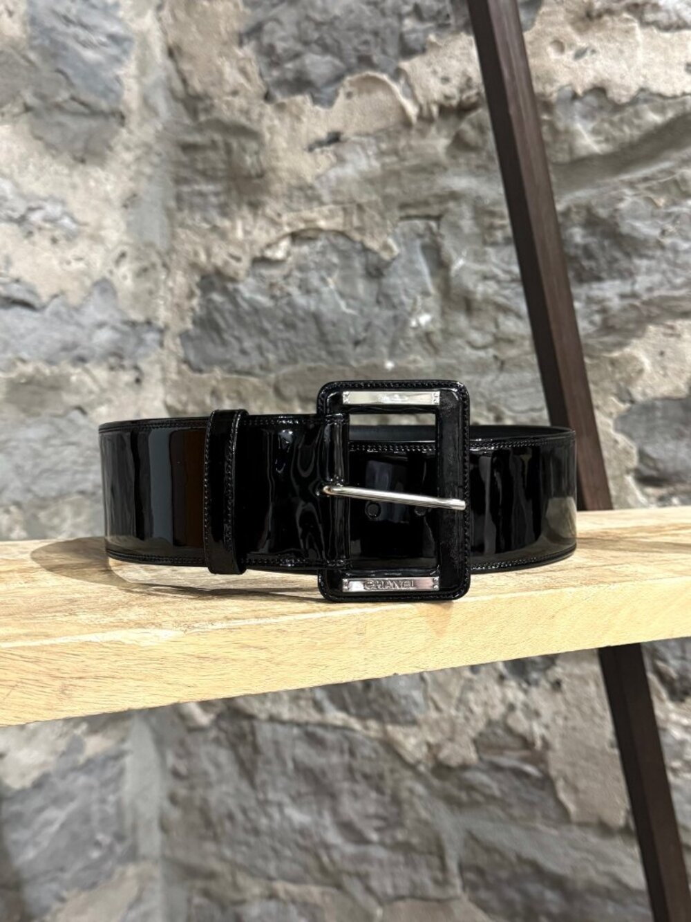 Chanel FW 2007 Black Patent Leather Wide Belt